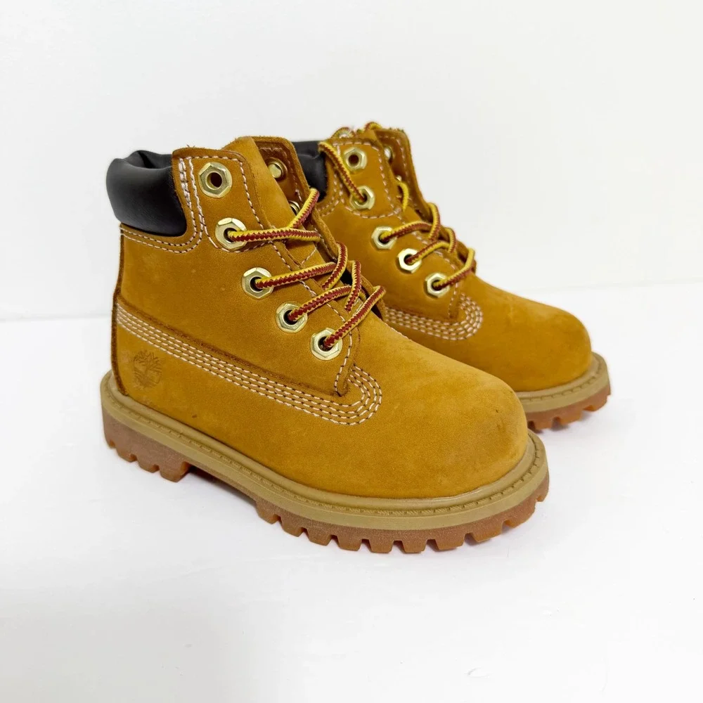 Timberland 6-Inch Premium Boots Unisex Kids Toddler 6 Wheat Nubuck Leather Lug